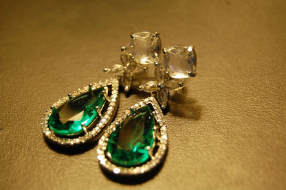 INDIAN AMERICAN DIAMOND EARRINGS IN GREEN