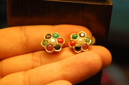 NAURATAN CHAANDI EARRINGS WITH GOLD PLATING