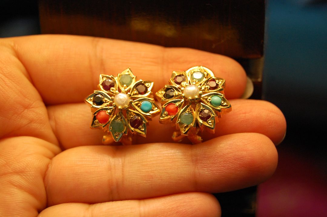NAURATAN CHAANDI EARRINGS WITH GOLD PLATING