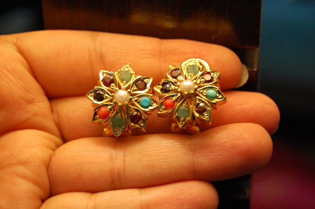 NAURATAN CHAANDI EARRINGS WITH GOLD PLATING