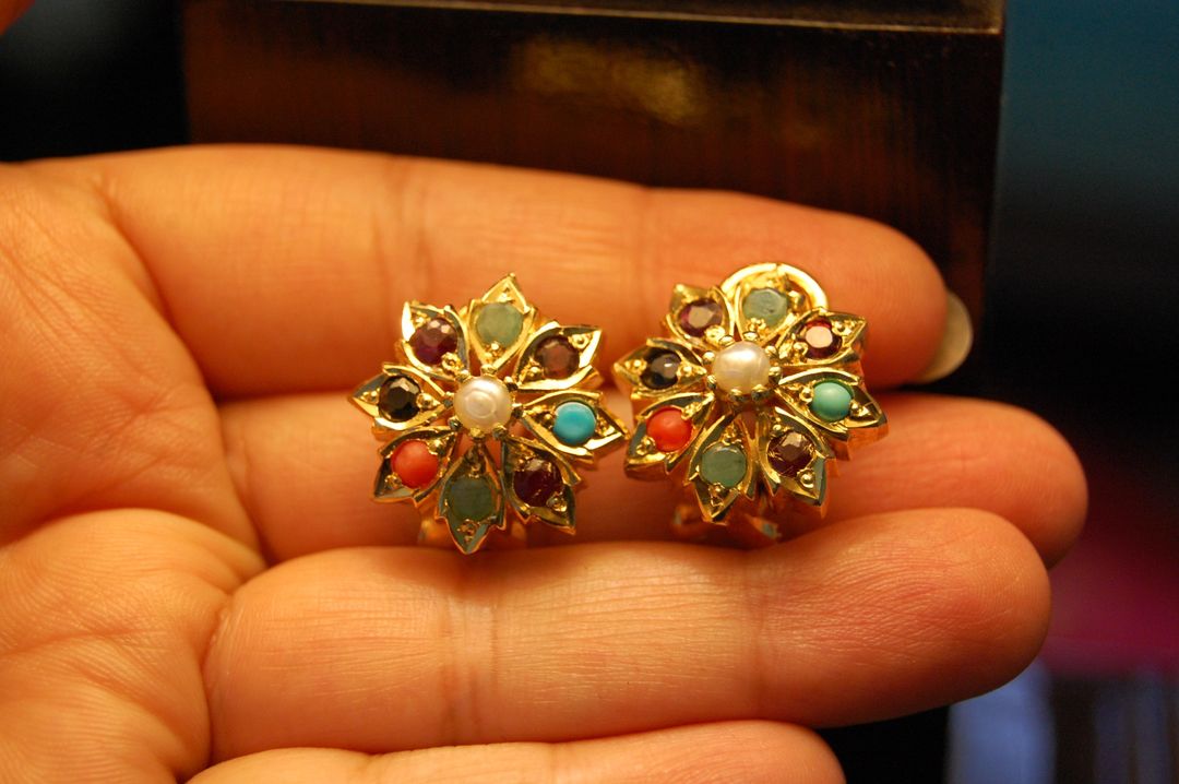 NAURATAN CHAANDI EARRINGS WITH GOLD PLATING