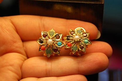 NAURATAN CHAANDI EARRINGS WITH GOLD PLATING