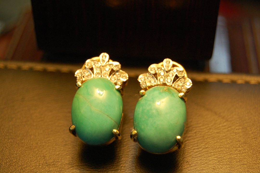 SILVER, FEROZA & ZIRCON EARRINGS