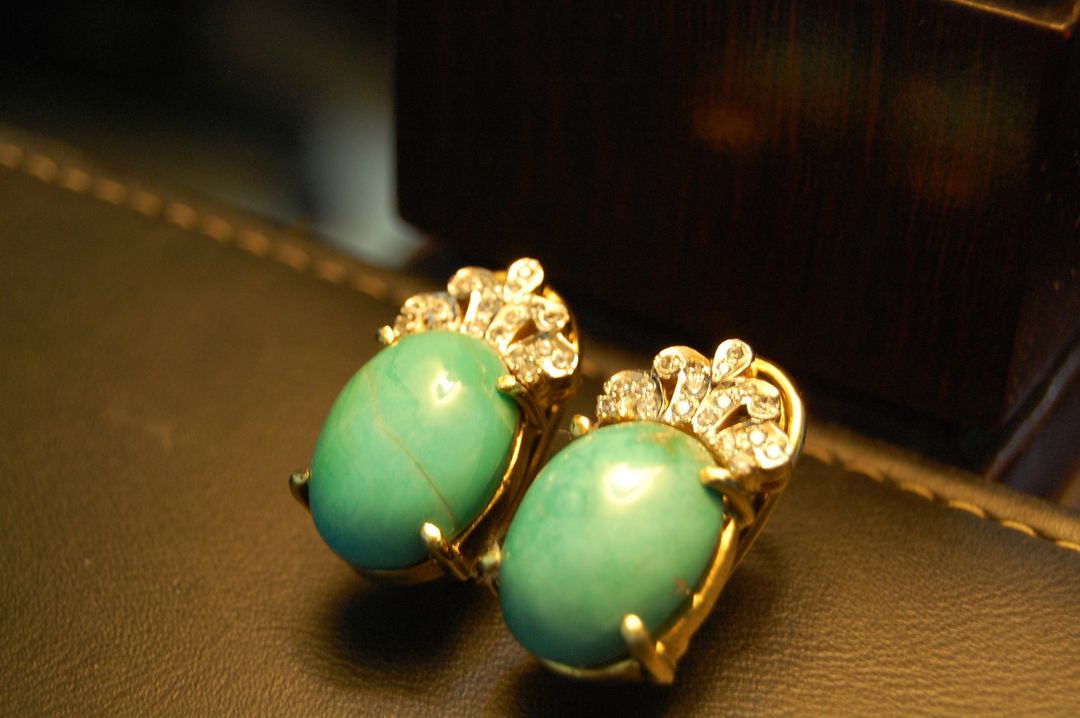 SILVER, FEROZA & ZIRCON EARRINGS