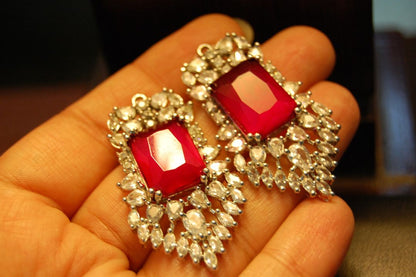 RED & ZIRCON EARRINGS