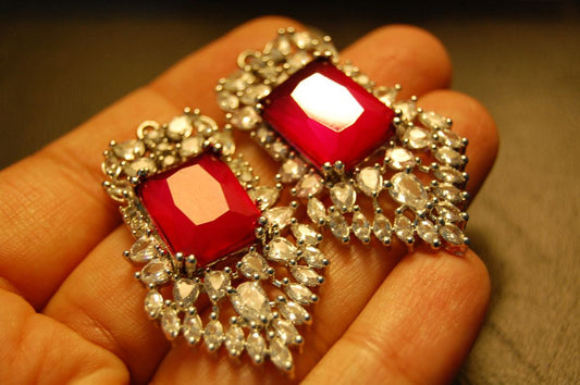 RED & ZIRCON EARRINGS