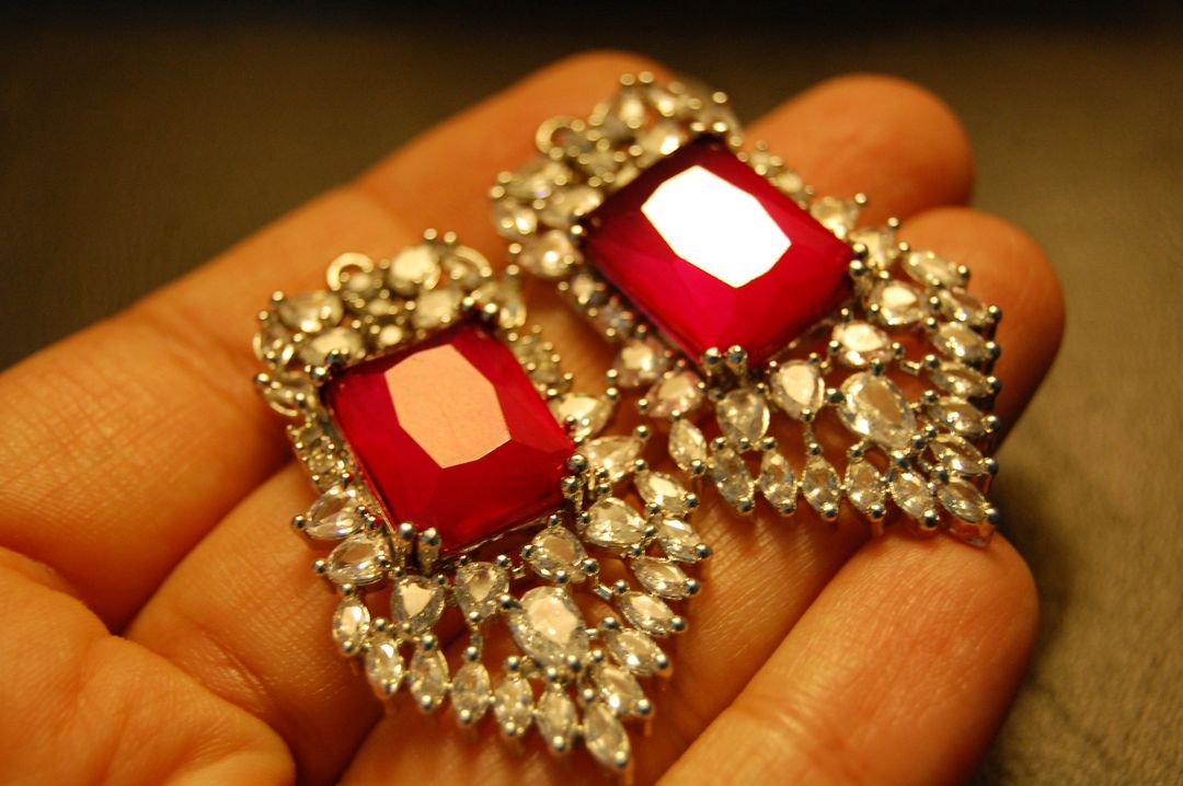 RED & ZIRCON EARRINGS