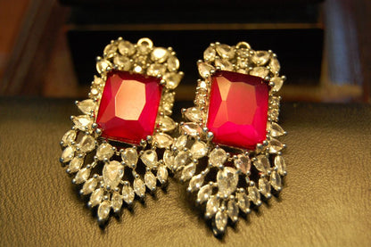 RED & ZIRCON EARRINGS
