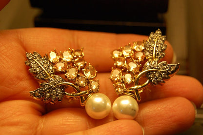 FLORAL CHAMPAGNE & ZIRCON EARRINGS