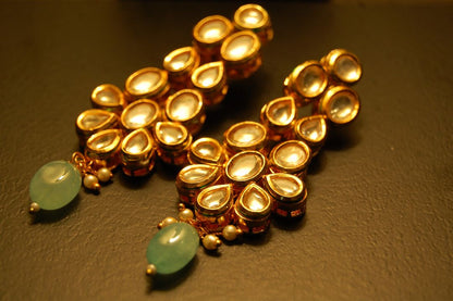 KUNDAN & JADE GREEN EARRINGS