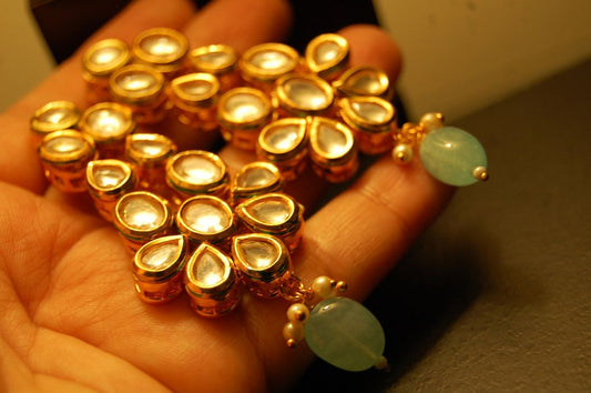 KUNDAN & JADE GREEN EARRINGS