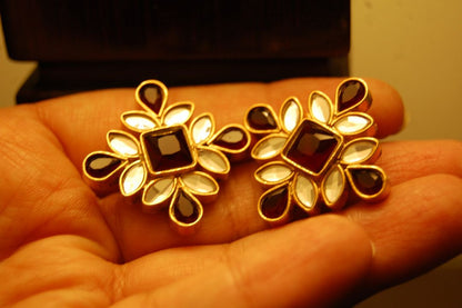KUNDAN & RED EARRINGS