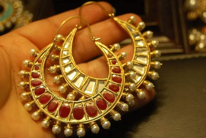 DOUBLE SIDED KUNDAN & RED BALAS