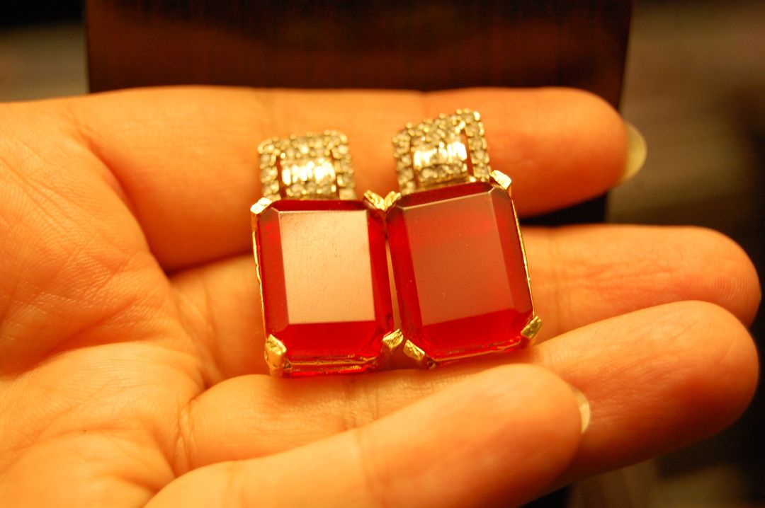 RUBY RED & ZIRCON EARRINGS