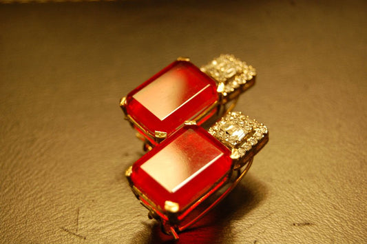 RUBY RED & ZIRCON EARRINGS