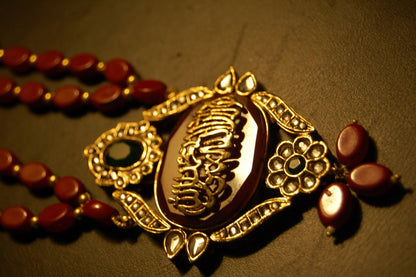 ELEGANT CALLIGRAPHIC RED LONG MALA