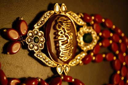 ELEGANT CALLIGRAPHIC RED LONG MALA