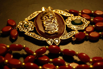 ELEGANT CALLIGRAPHIC RED LONG MALA