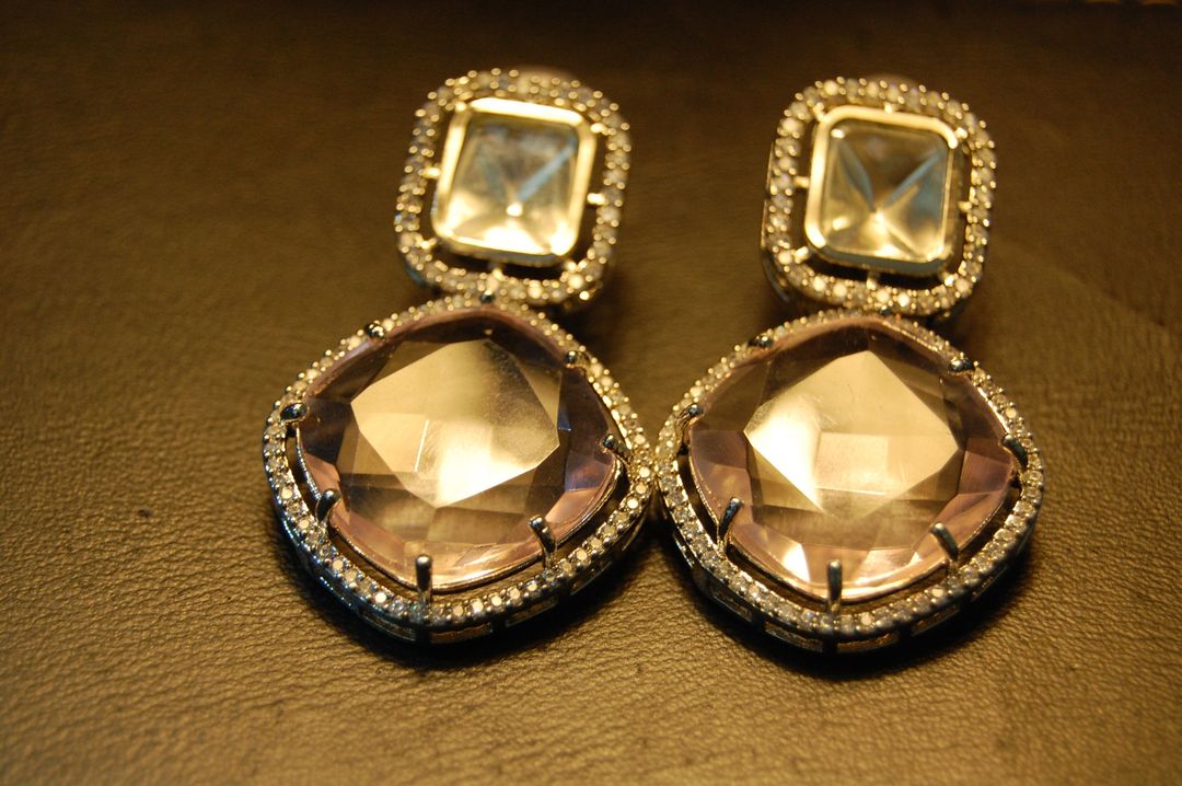 PINK EARRINGS IN KUNDAN & ZIRCONS