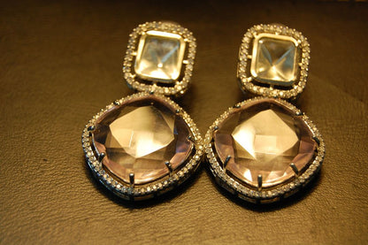 PINK EARRINGS IN KUNDAN & ZIRCONS