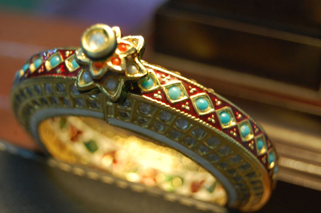 GOLD PLATED KUNDAN & MEENA KARA