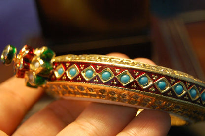 GOLD PLATED KUNDAN & MEENA KARA