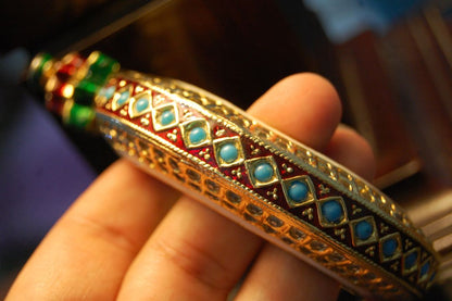GOLD PLATED KUNDAN & MEENA KARA