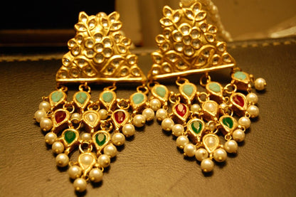 KUNDAN EARRINGS WITH MULTI STONES