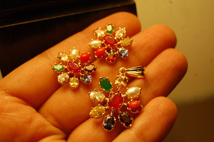 MULTI JEWELLED STERLING SILVER SET