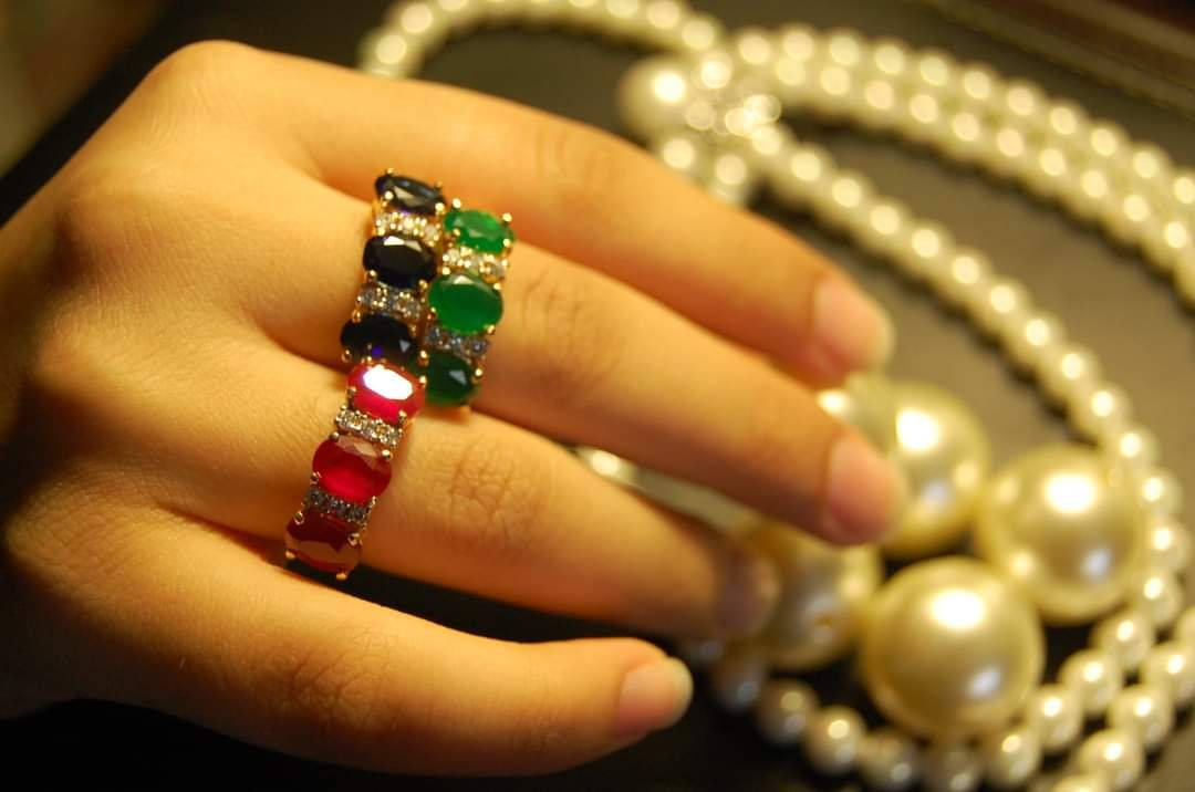 BLUE STONE, GOLD PLATED ADJUSTABLE STERLING SILVER RING