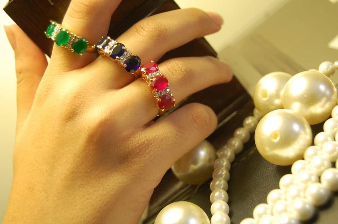 BLUE STONE, GOLD PLATED ADJUSTABLE STERLING SILVER RING