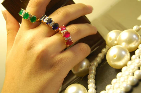 BLUE STONE, GOLD PLATED ADJUSTABLE STERLING SILVER RING
