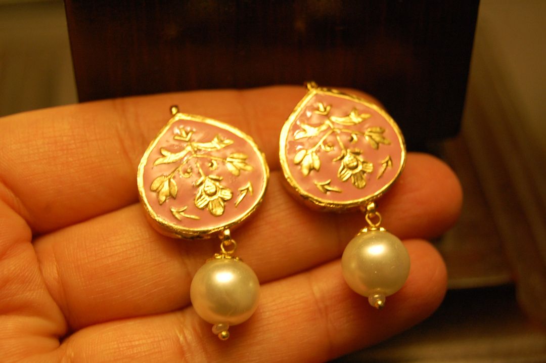 PINK MEENA EARRINGS