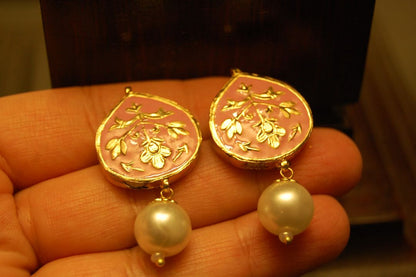 PINK MEENA EARRINGS