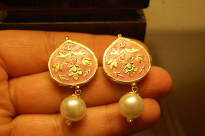 PINK MEENA EARRINGS