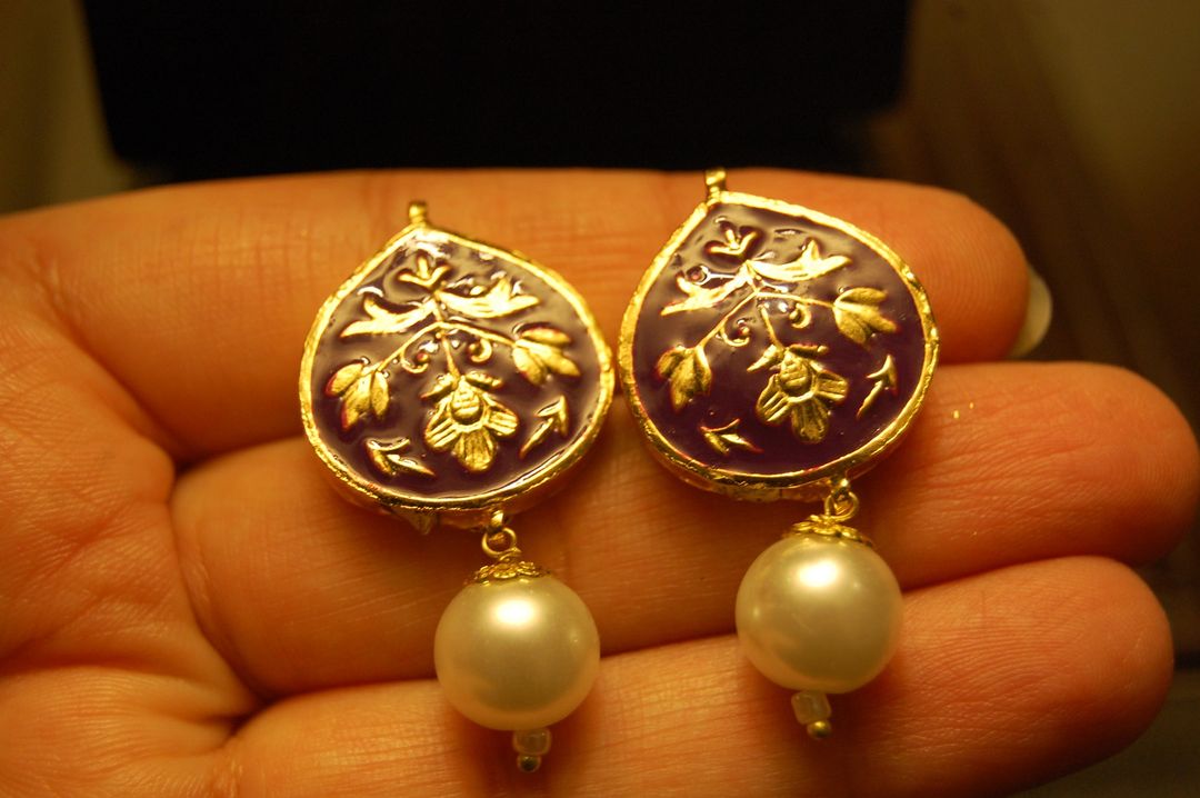 PURPLE MEENA EARRINGS