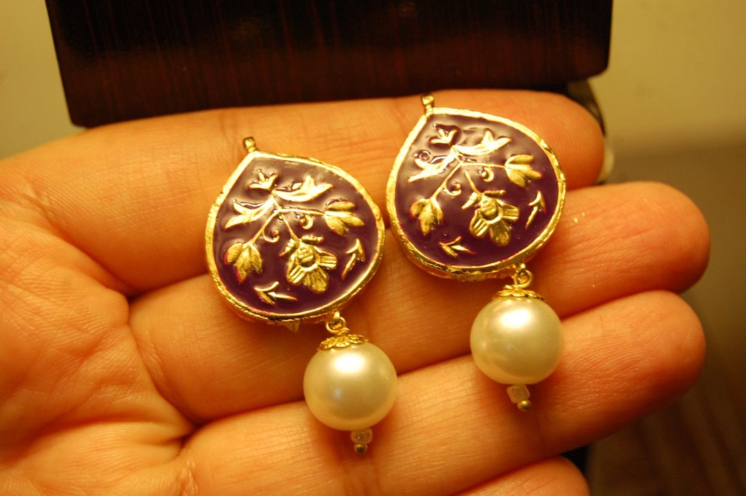 PURPLE MEENA EARRINGS