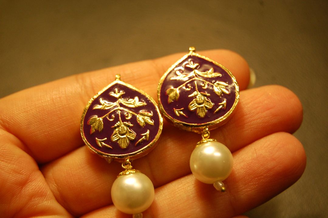 PURPLE MEENA EARRINGS