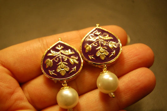 PURPLE MEENA EARRINGS