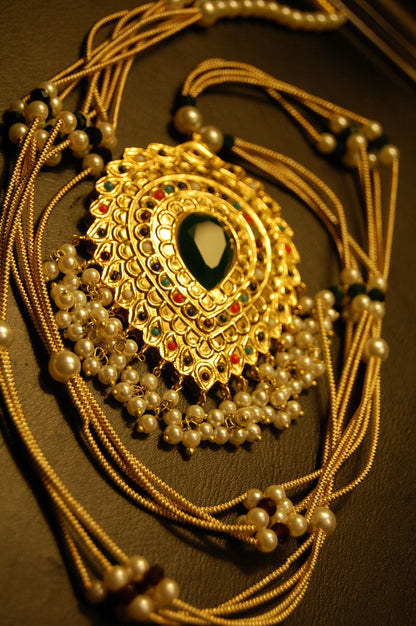 NAURATAN MALA WITH GREEN STONE