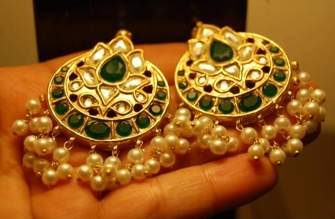 GREEN & KUNDAN EARRINGS
