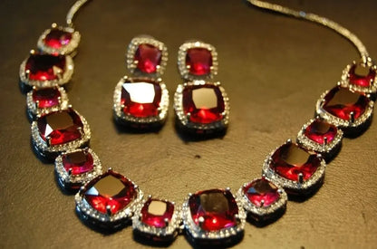 ELEGANT RED STONE & ZIRCON SET