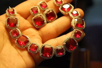ELEGANT RED STONE & ZIRCON SET
