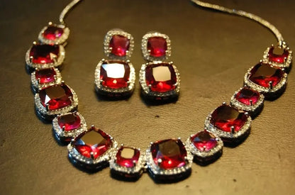 ELEGANT RED STONE & ZIRCON SET