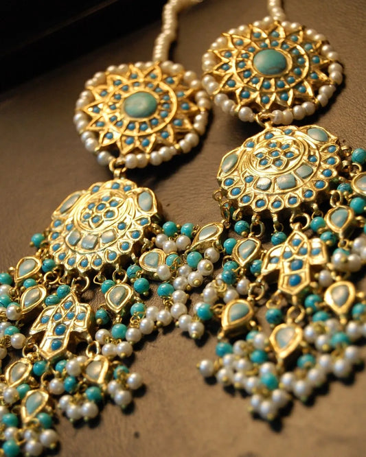 FEROZA & PEARLS MAGAR EARRINGS