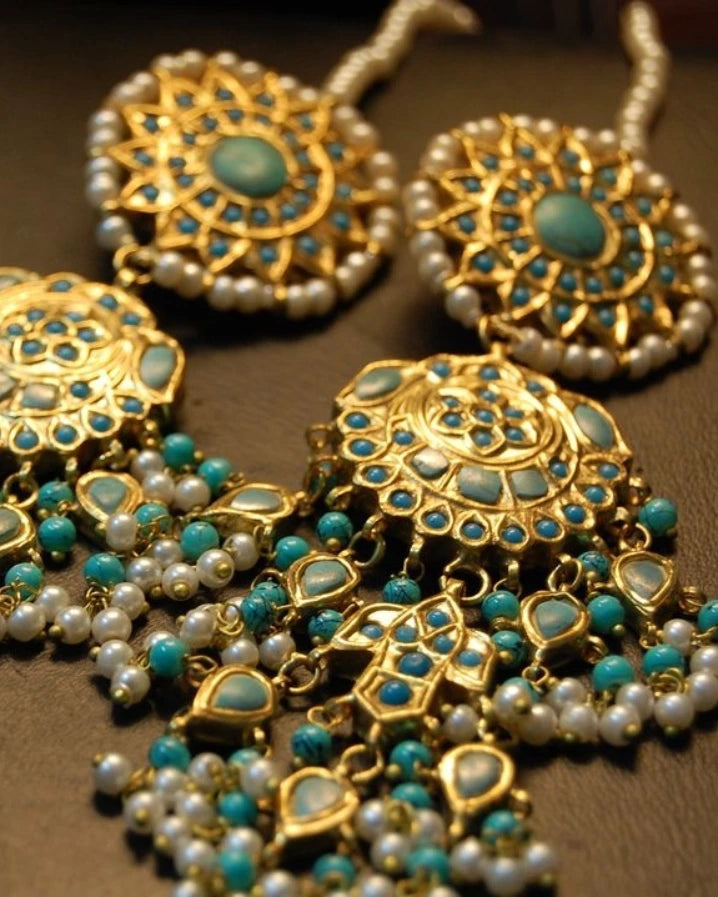 FEROZA & PEARLS MAGAR EARRINGS