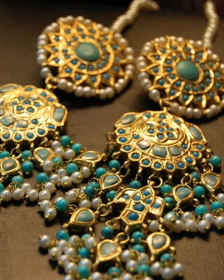 FEROZA & PEARLS MAGAR EARRINGS