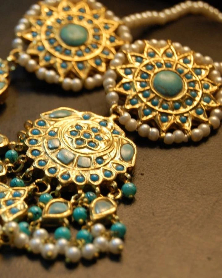 FEROZA & PEARLS MAGAR EARRINGS