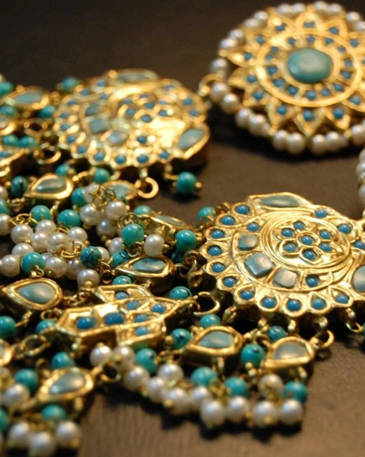 FEROZA & PEARLS MAGAR EARRINGS