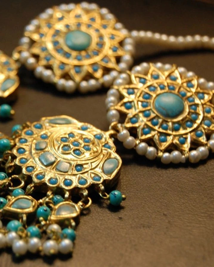 FEROZA & PEARLS MAGAR EARRINGS